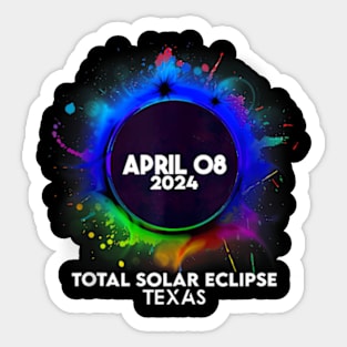 Total Solar Eclipse Texas 2024 Colorful Totality Sticker